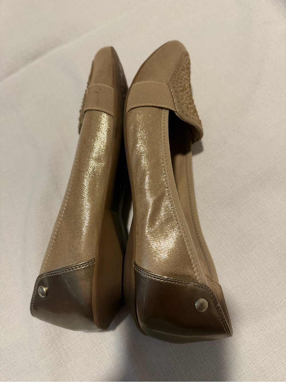 Anne Klein sport Metallic Gold Pointed Toe Loafers Sz 9.5 formal party church - Picture 8 of 10